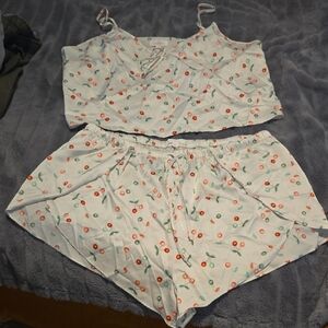 Colsie Cherry Pattern Pajama Set - White and Red